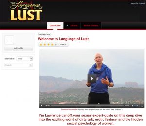 screenshot of lawrence lanoff's language of lust members area dashboard